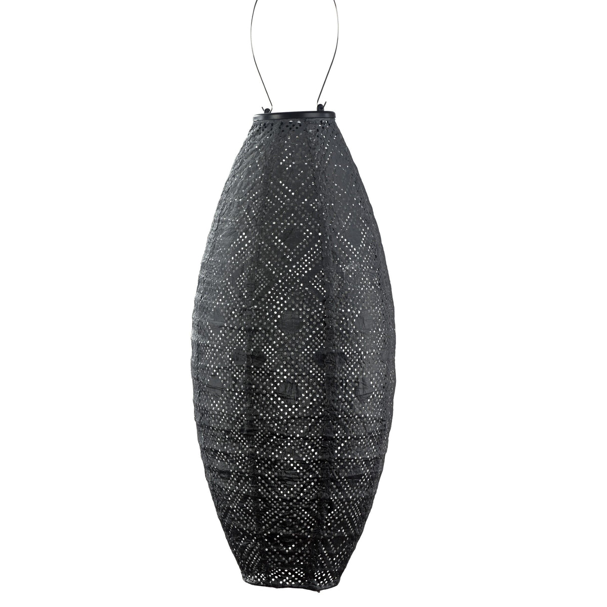 Lumiz Mosaic Dark Grey long oval LED solar lantern in Tyvek