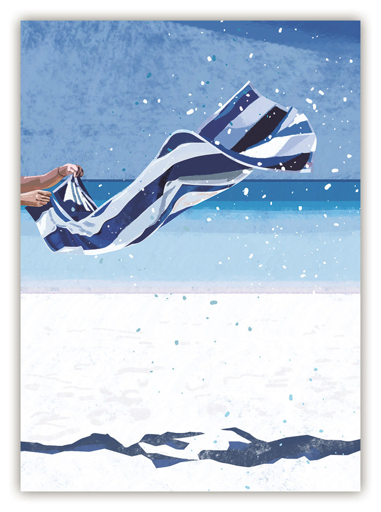 ACTE - Blue And White Striped Beach Towel Postcard