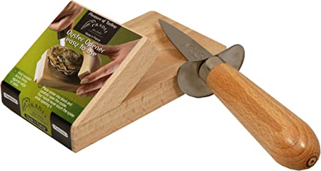 Laguiole Jean Dubost French Wood Oyster Knife with Wood Holder