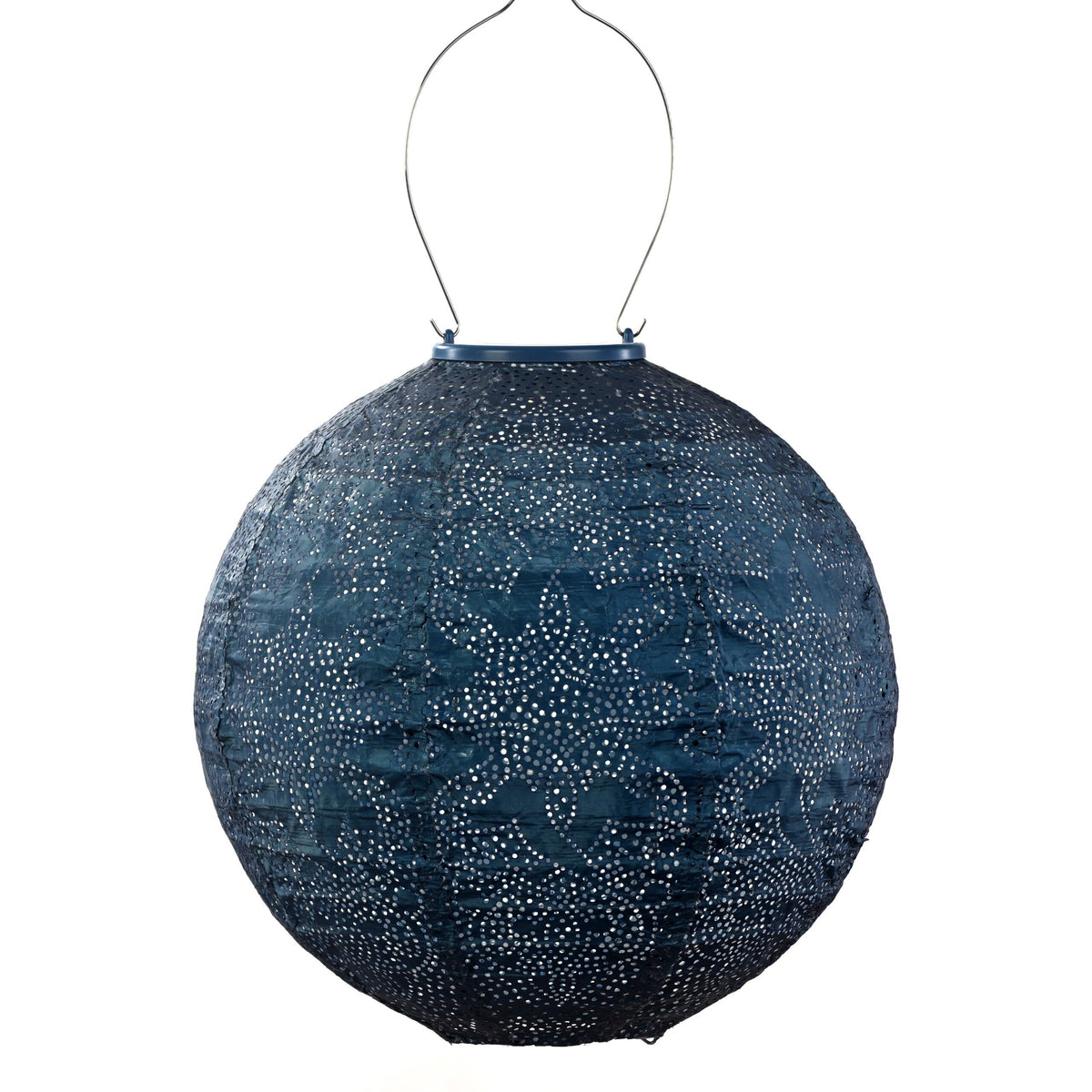 Lumiz Marrakesh Petrol round LED solar lantern in Tyvek