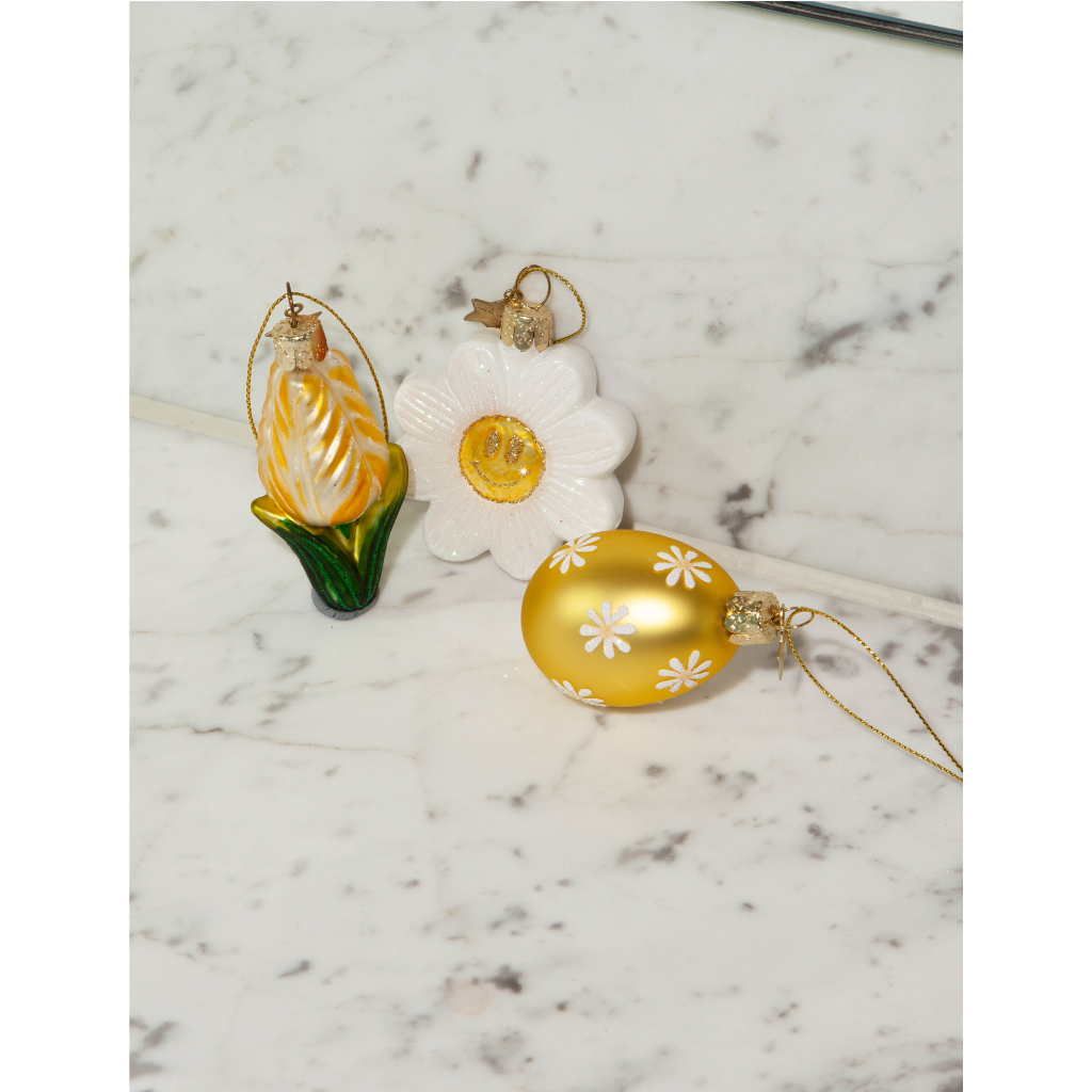 Easter Tree Hanging Ornament Daisy Egg & Tulip Glass (Set of 3), view 2