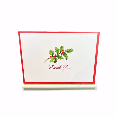 Caspari Holly Sprig Boxed Thank You Notes (Set of 8)