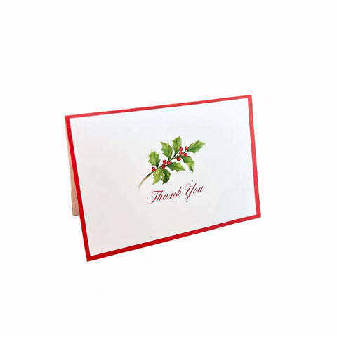 Caspari Holly Sprig Boxed Thank You Notes (Set of 8)