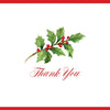 Caspari Holly Sprig Boxed Thank You Notes (Set of 8)