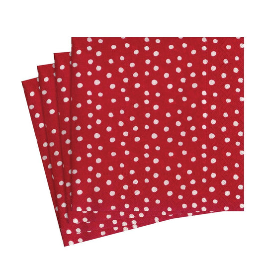 Caspari Cocktail Napkin Red Small Dots