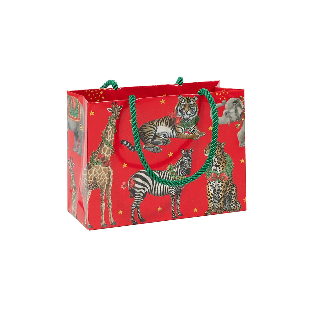Caspari Wild Christmas Red Gift Bag