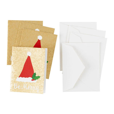 Caspari Be Merry Foil Christmas Cards (Set of 4)