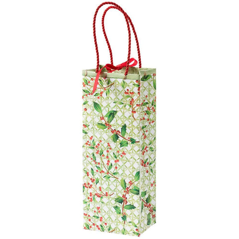 Caspari Holly On Trellis Bottle Bag