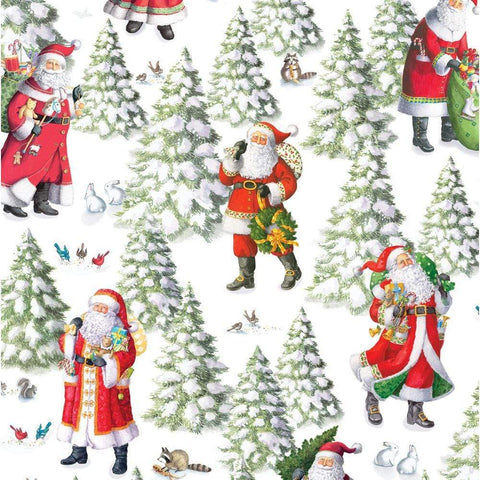 Caspari Woodland Santa Roll Wrap