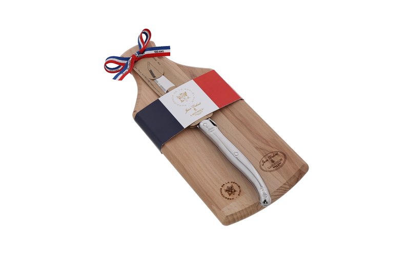 Laguiole Jean Dubost Elysee appetizer board in natural beech with stainless steel knife