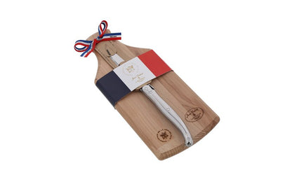 Laguiole Jean Dubost Elysee appetizer board in natural beech with stainless steel knife
