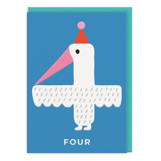 Age 4 Tropical Bird Birthday Card