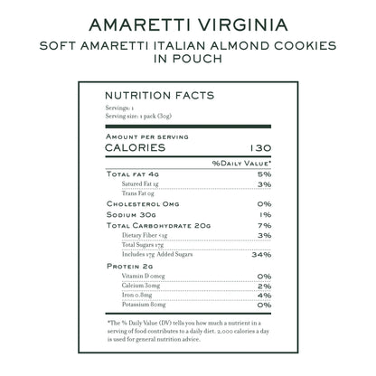 Amaretti Virginia Italian Cookies 30g nutrition facts