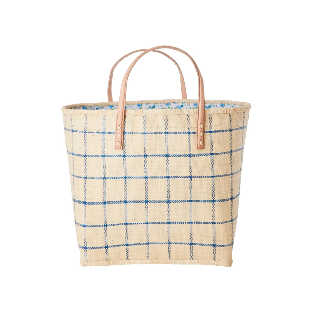Raffia Bag with Leather Handles L