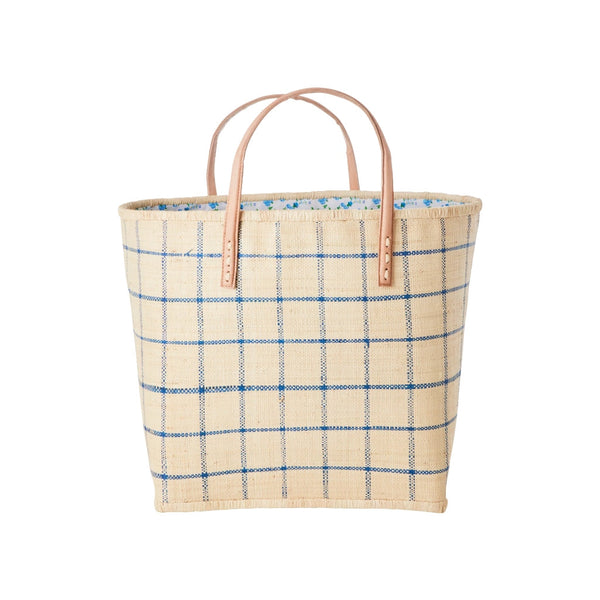 Raffia Bag with Leather Handles L