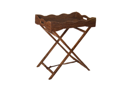 Rattan Butler Tray with Foldable Legs