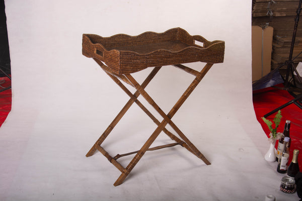 Rattan Butler Tray with Foldable Legs