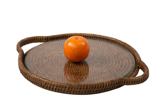 Rattan Round Cheese Tray