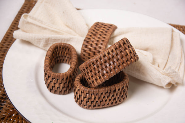 Rattan Oval Napkin Ring Set of 6