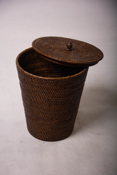Rattan Waste Basket with Lid