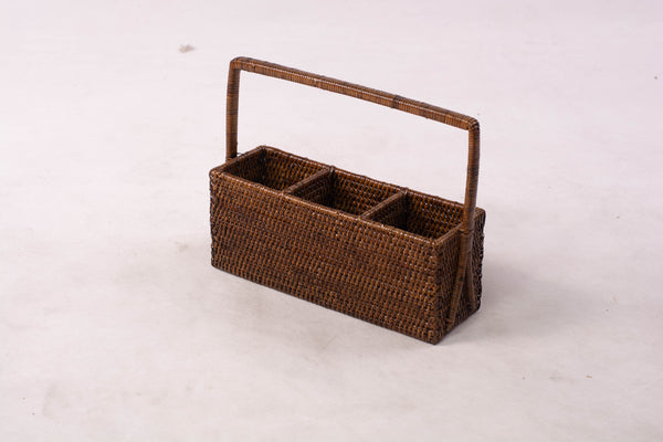 Rattan 3-section Flatware Caddy