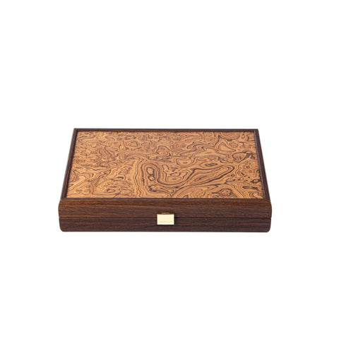 Manopoulos - Handcrafted Walnut Burl Backgammon Set with Side Racks 48x30cm