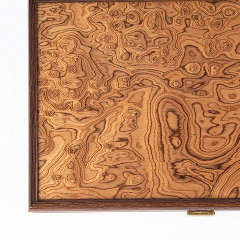 Manopoulos - Handcrafted Walnut Burl Backgammon Set with Side Racks 38x23cm