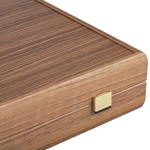 Manopoulos Handcrafted Walnut with Blue Oak Backgammon Set with Walnut & Oak Points with Side Racks 48x30cm