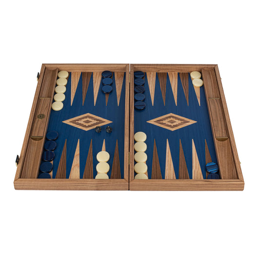 Manopoulos Premium Handcrafted Walnut with Blue Oak Backgammon Set