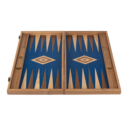Manopoulos Premium Handcrafted Walnut with Blue Oak Backgammon Set