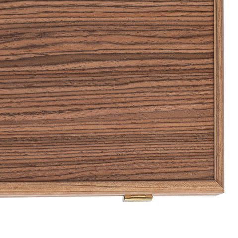 Manopoulos Handcrafted Walnut with Blue Oak Backgammon Set with Walnut & Oak Points with Side Racks 30x20cm