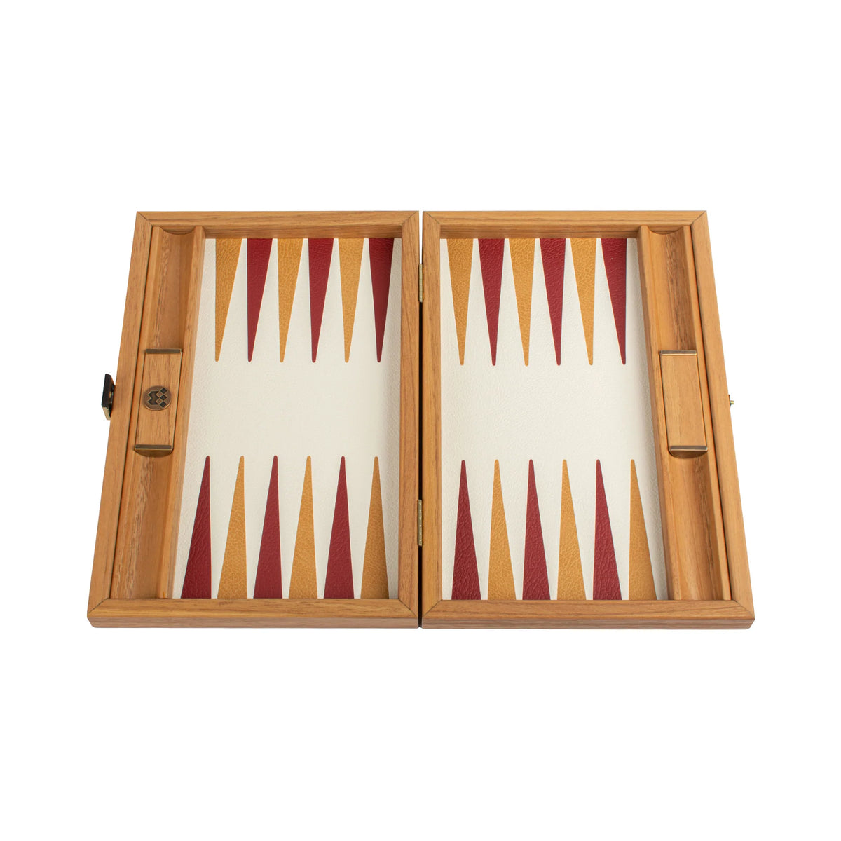 Manopoulos - Handcrafted Knitted Leather Backgammon Set in Red with Side Racks 30x20cm