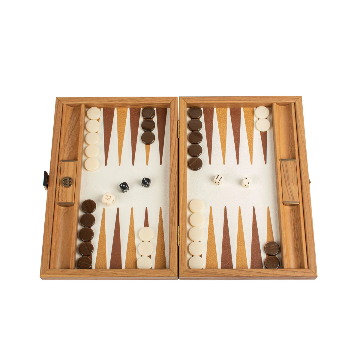 Manopoulos - Handcrafted Knitted Leather Backgammon Set in Mustard with Side Racks 30x20cm, view 2