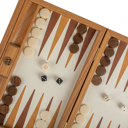 Manopoulos - Handcrafted Knitted Leather Backgammon Set in Mustard with Side Racks 30x20cm, view 6