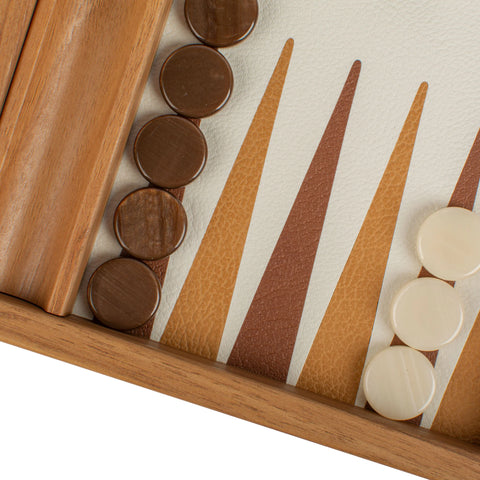 Manopoulos - Handcrafted Knitted Leather Backgammon Set in Mustard with Side Racks 30x20cm