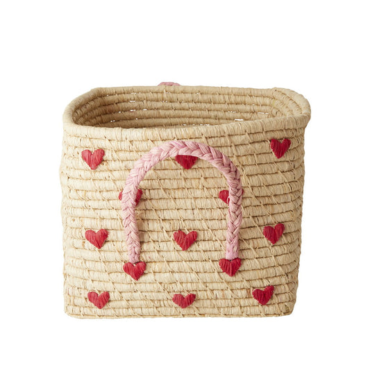 Rice Raffia Square Basket with Raffia Handles