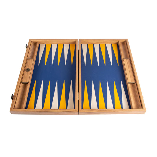 Manopoulos - Leatherette Royal Blue Backgammon Set with Side Racks 48x30cm