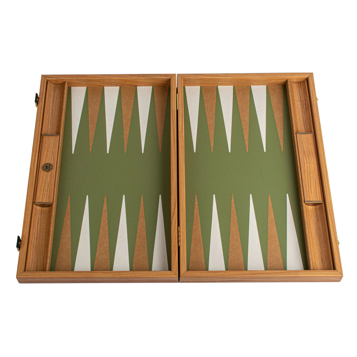 Manopoulos - Leatherette Forest Green Backgammon Set with Side Racks 48x30cm