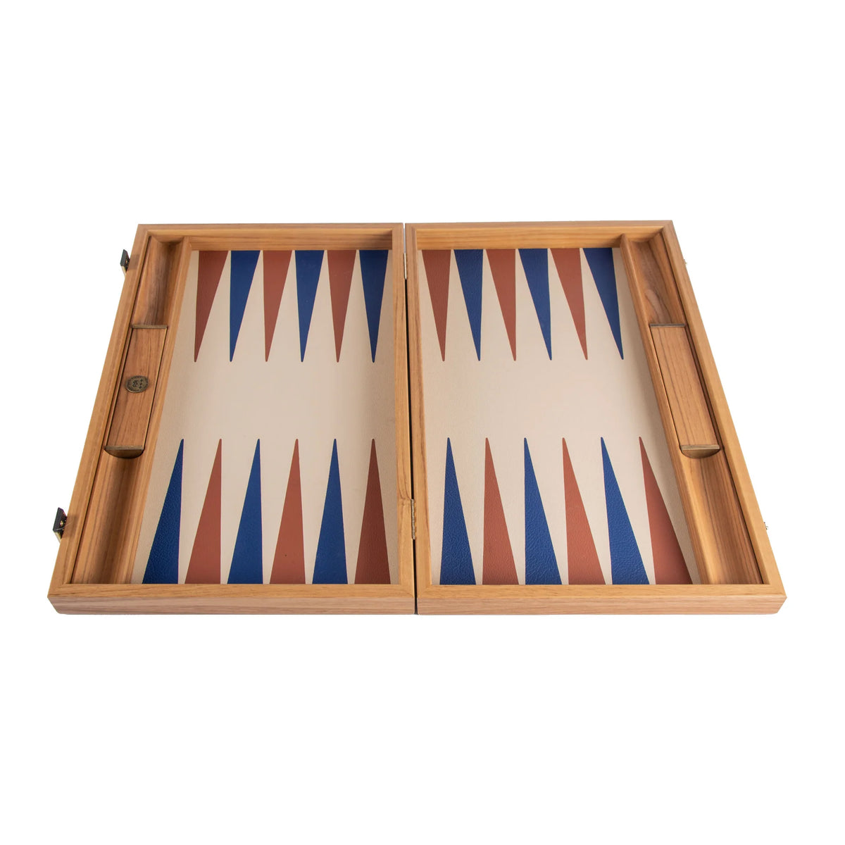 Manopoulos - Leatherette Champagne Beige Backgammon Set with Side Racks 48x30cm