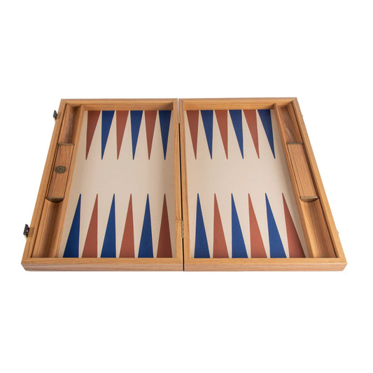 Manopoulos - Leatherette Champagne Beige Backgammon Set with Side Racks 48x30cm