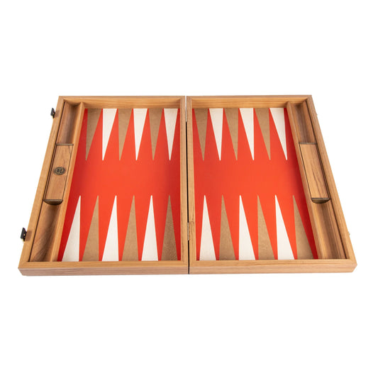 Manopoulos - Leatherette Cinnabar Red Backgammon Set with Side Racks 48x30cm