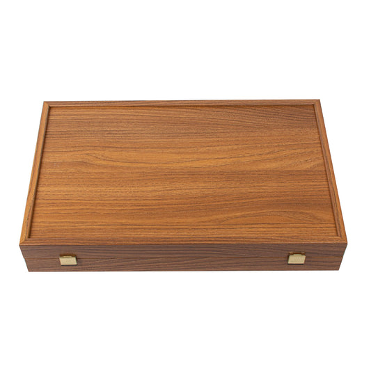 Manopoulos - Handcrafted Walnut Replica Wood Backgammon Set with Black & Oak Points with Side Racks 48x30cm