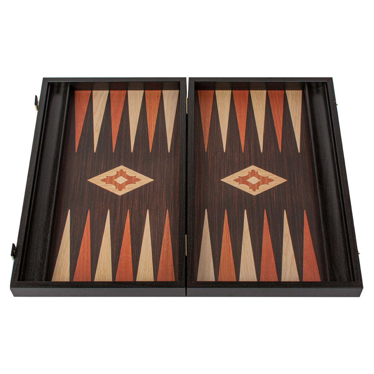 Manopoulos - Handcrafted Wenge Replica Wood Backgammon Set with Walnut & Oak Points with Side Racks 48x30cm