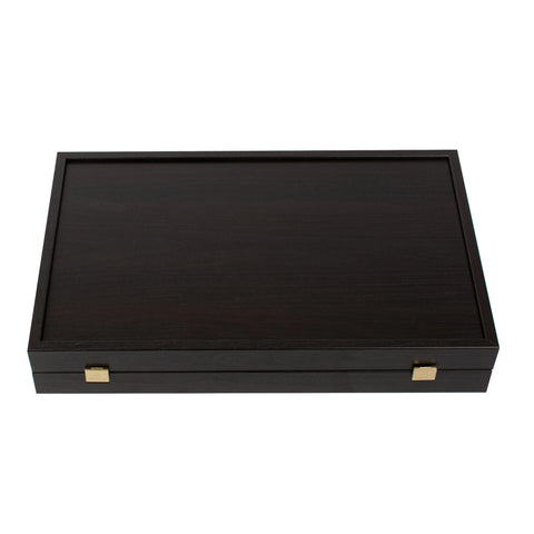 Manopoulos - Handcrafted Wenge Replica Wood Backgammon Set with Walnut & Oak Points with Side Racks 30x20cm