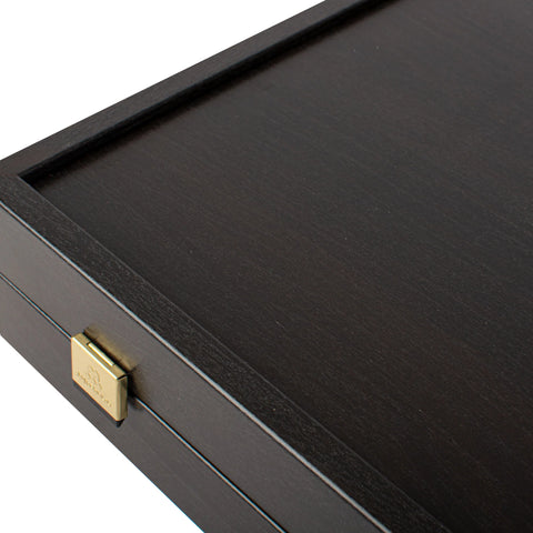 Manopoulos - Handcrafted Wenge Replica Wood Backgammon Set with Walnut & Oak Points with Side Racks 30x20cm