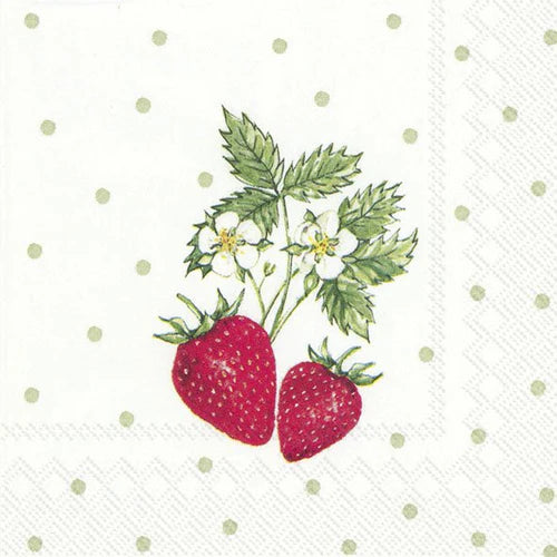 Cocktail Napkin Little Lovely Strawberries