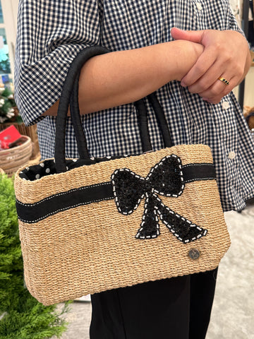 House of AnLi Ribbon Boxy Natural Woven Bag