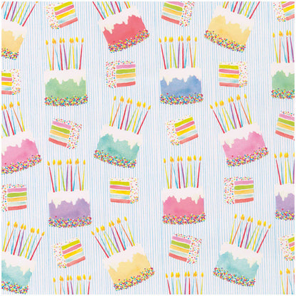 Caspari Birthday Cake roll gift wrap