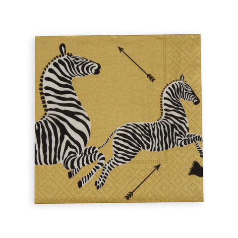Caspari Cocktail Napkin Gold Zebras