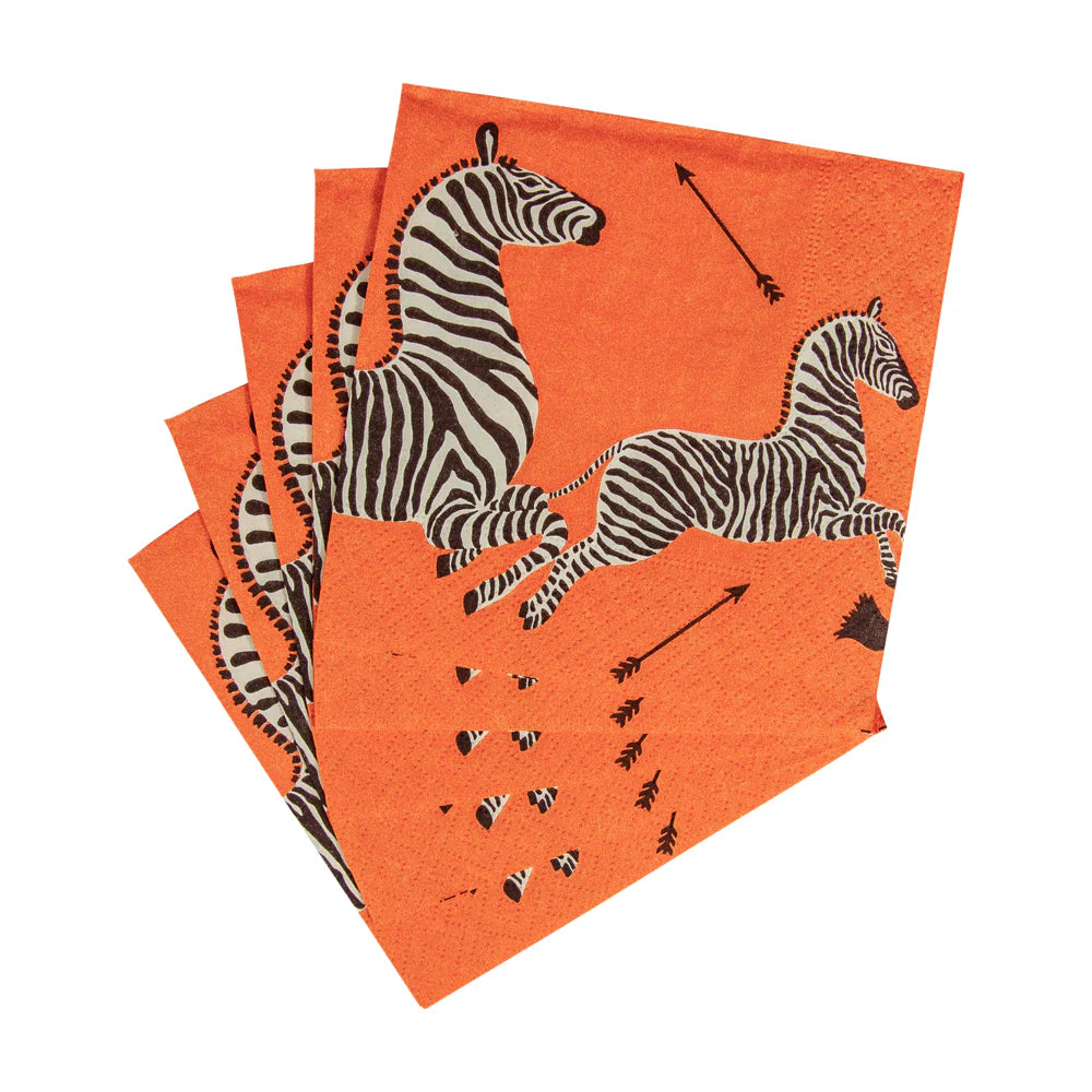 Caspari Zebra Orange Napkin
